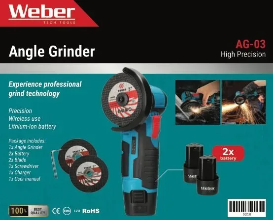 Акумулаторен ъглошлайф WEBER
